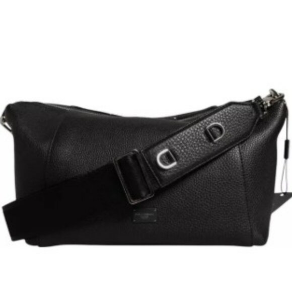 D&G Black Leather Logo Plaque Shoulder Crossbody Bag - Picture 2 of 7